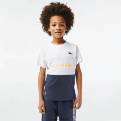 Lacoste tricou din tricou tenis x daniil medvedev 0H6PD43005 băieți alb albastru portocaliu wyi