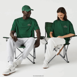 Lacoste tricou mare, crocodil, din bumbac organic, cu talie lejeră 0H6PD477 bărbați verde 132