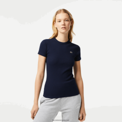 Lacoste tricou slim fit din bumbac organic 0H6PD42385 femei bleumarin 166