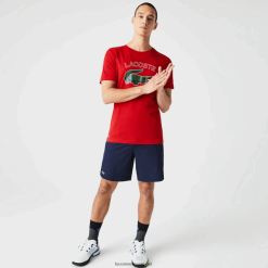 Lacoste tricou sport din jerseu cu imprimeu crocodil 0H6PD4841 bărbați roșu 240