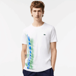 Lacoste tricou sport regulat cu branding contrastant 0H6PD491 bărbați alb 001
