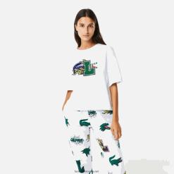 Lacoste tricou supradimensionat din bumbac organic 0H6PD42567 femei alb 001