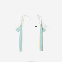 Lacoste tricou tenis colorblock piqué 0H6PD43008 băieți alb verde deschis galben awc