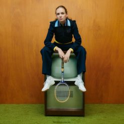 pantaloni de sport din piqué lacoste x goop din două straturi 0H6PD42667 femei bleumarin 166